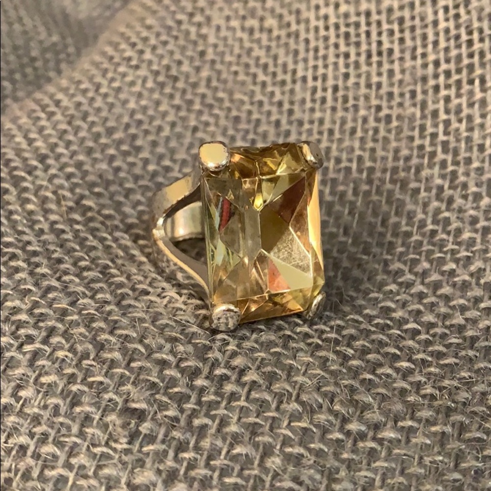 👁 HUGE emerald shape gem cocktail ring